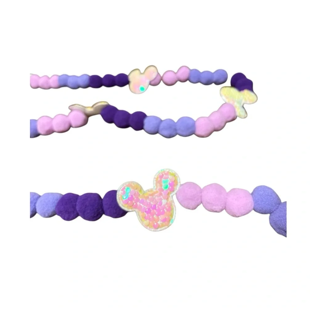 12 ft Valentine's Day Purples Pink Disney Sequin Mickey Pom Pom Garland Handmade